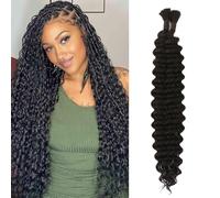 Boho Braids Human Hair Extensions 100g 2 Bundles No Weft Braiding(1B#,24 Inch(50g/Bundle x2))