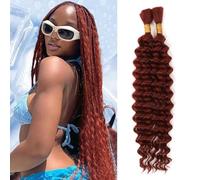 Boho Braids Human Hair Extensions 100g 2 Bundles No Weft Human Braiding Hair for Knotless Braids Wet and Wavy Deep Wave Bulk Human Hair For Women (350#, 20 Inch(50g/Bundle x2))