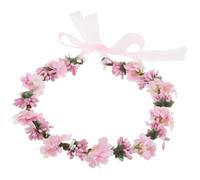 Boho Bridal Floral Crown Wedding Headpiece for Brides in Pink | Fabric and Iron Wire Build, Ribbon Detail, Wedding Parties and Studio Photoshoots, Elegant Handmade Design