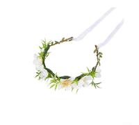 Boho Bridal Headband 60cm Lightweight for Outdoor Ceremony(A) | Intricate hand-woven cloth, durable construction, white color, 60x19cm size, artistic appeal