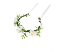 Boho Bridal Headband 60cm Lightweight for Outdoor Ceremony(B) | Intricate hand-woven cloth, durable construction, white color, 60x19cm size, artistic appeal