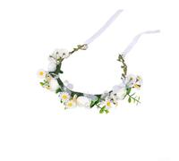 Boho Bridal Headband 60cm Lightweight for Outdoor Ceremony(C) | Intricate hand-woven cloth, durable construction, white color, 60x19cm size, artistic appeal