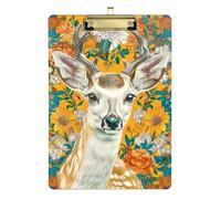 Boho Bright Yellow Deer Compact clipboard Plastic for Soccer Truck Driver Size 9 x 12 Gold