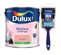 Boho Brush Walls & Ceilings Silk Emulsion Paint 2.5L + 3" Emulsion Paint Brush - Smooth Washable Silk Finish, Quick Dry, Low-VOC, Easy Application for Interior Walls & Ceilings