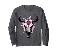 Boho Bull Skull Native Cow Skull Cowhide Western Long Sleeve T-Shirt