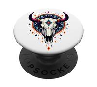 Boho Bull Skull Native Cow Skull Cowhide Western PopSockets Adhesive PopGrip