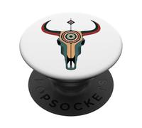 Boho Bull Skull Native Cow Skull Cowhide Western PopSockets Adhesive PopGrip