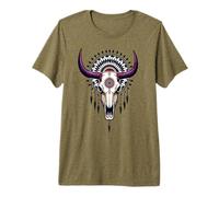 Boho Bull Skull Native Cow Skull Cowhide Western Premium T-Shirt