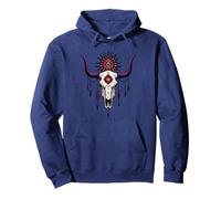 Boho Bull Skull Native Cow Skull Cowhide Western Pullover Hoodie