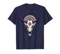 Boho Bull Skull Native Cow Skull Cowhide Western T-Shirt
