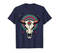 Boho Bull Skull Native Cow Skull Cowhide Western T-Shirt