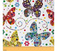 Boho Butterfly Waterproof Fabric by The Yard Watercolor Geometric Circle Polka Dot Home DIY Fabric by The Yard Rainbow Color Bohemian Style Upholstery Fabric for Arts Craft Quilting Sewing,1 Yard