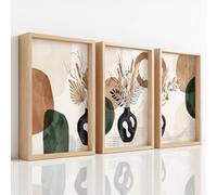 Boho Canvas Wall Art Set of 3, Artwork for Living Room Abstract Modern Vase Botanical Leaf Colour Block Serene Pictures Home Wall Decorations Bedroom Hallway Kitchen Office A3 | 29.7 x 42 cm