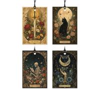 Boho Car Air Freshener, 4 Pcs Tarot Card Hanging Scent Diffuser Decor | 4 Pcs Hanging with Cord, Boho Tarot Sun Moon Stars Art Scent, for Rearview Mirror Vent Car Decor