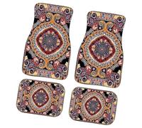 Boho Car Rug Set | 4-Piece Heavy Duty Non-Slip Front And Rear Mats | Retro Bohemian Car Accessories For SUV, Truck, And Auto Non-slip Car Floor Mats, Retro Car Accessories,
