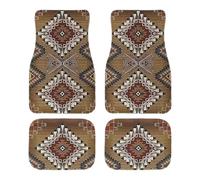 Boho Car Rug Set | 4-Piece Heavy Duty Non-Slip Front And Rear Mats | Retro Bohemian Car Accessories For SUV, Truck, And Auto Non-slip Car Floor Mats, Retro Car Accessories,