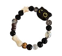 Boho Cat Bracelet, Beaded Bracelet, Boho Kitten Bracelet, Adorable Fade Resistant Vintage Boho Kitten Bracelet, Portable Moon Bracelet, Cute Boho Cat Jewelry for Men Girls Sister Daughter