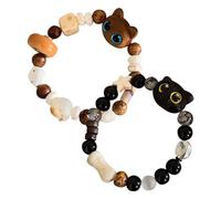Boho Cat Bracelet | Bohemian Elastic Bracelet, Vintage Fade-Resistant Kitten Design, Great for Girls and Sisters