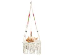 Boho Cat Swing Bed Hand Woven Tassel - Macrame Basket Cat Hammock Swing