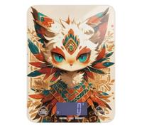 Boho Cat with Tribal Patterns and Feathers Baking portable scale food 11lb/0.18oz, 5kg/5g kitchen scale with 4 unit for Soap Making Spices roasting (Batteries not Included)