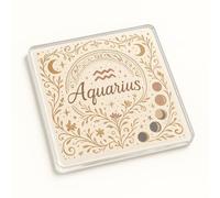 Boho Celestial Acrylic Coaster Gift - Mystical Astrology Design with Aquarius Zodiac Symbol for Unique Home Decor
