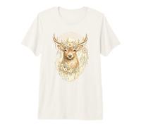Boho Celestial Deer Stag Floral Crown Moon Dreamcatcher Art Premium T-Shirt