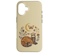 Boho Celestial Ferret Moon Floral Case for iPhone 16