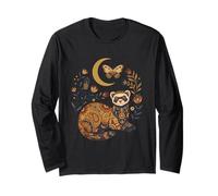 Boho Celestial Ferret Moon Floral Long Sleeve T-Shirt