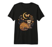 Boho Celestial Ferret Moon Floral Premium T-Shirt