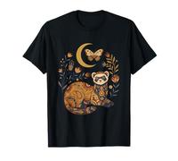 Boho Celestial Ferret Moon Floral T-Shirt
