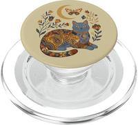 Boho Celestial Russian Blue Cat Moon Floral PopSockets PopGrip for MagSafe