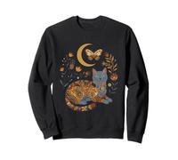 Boho Celestial Russian Blue Cat Moon Floral Sweatshirt
