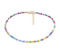Boho Chain Seed Bead Necklace Tiny Beaded Choker Jewelry for Women and Girls (Black)