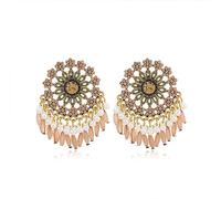 Boho Chandelier Drop Dangle Earrings for Women Traditional Indian Crystal Flowers Jhumka Jhumki Drop Dangling Pendant Earring Mexico Tassel Studs Ethnic Style Bollywood Vintage Christmas Jewelry