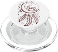 Boho Chic Celestial Crystal Moon Feather Women PopSockets PopGrip for MagSafe