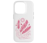 Boho Chic Celestial Feather Moon Sun Mystic Lover Case for iPhone 14 Pro