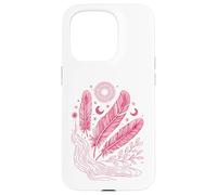 Boho Chic Celestial Feather Moon Sun Mystic Lover Case for iPhone 15 Pro