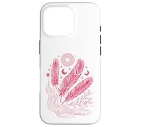 Boho Chic Celestial Feather Moon Sun Mystic Lover Case for iPhone 16 Pro