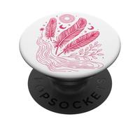 Boho Chic Celestial Feather Moon Sun Mystic Lover PopSockets Adhesive PopGrip