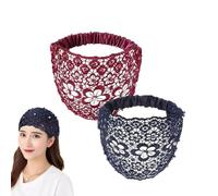 Boho Chic Crystal And Pearl Headband, Boho Chic Headbands for Women, Elegant Floral Beaded Lace Head Coverings, Women Fashion For Weddings, Vacations And Daily Styling (2pcs-A)