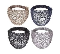 Boho Chic Crystal and Pearl Headband Set for Women, Elegant Floral Beaded Wide Headbands, Embellished Lace Hair Accessories, Luxury Handcrafted Glam Wedding Hair Band for Chics 4pcs Pack(4Pcs-A)