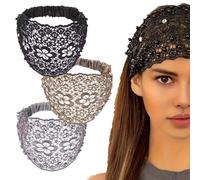 Boho-Chic Crystal & Pearl Embellished Wide Headbands for Women,5colors Elegant Floral Beaded 3-Pack Hair Accessories for Women, Comfortable Non-Slip Hairbands (styleA*3pcs, one size)
