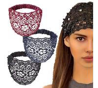Boho-Chic Crystal & Pearl Embellished Wide Headbands for Women,5colors Elegant Floral Beaded 3-Pack Hair Accessories for Women, Comfortable Non-Slip Hairbands (styleB*3pcs, one size)