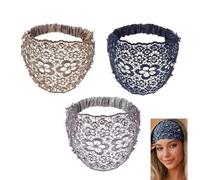Boho-Chic Crystal & Pearl Embellished Wide Headbands, Hollow Elegant Floral Beaded Lace Head Coverings, Luxury Hair Accessories, Ideal for Weddings, Vacations & Daily Styling (B*3)
