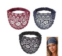 Boho-Chic Crystal & Pearl Embellished Wide Headbands, Hollow Elegant Floral Beaded Lace Head Coverings, Luxury Hair Accessories, Ideal for Weddings, Vacations & Daily Styling (C*3)
