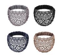Boho Chic Crystal & Pearl Wide Headbands, Elegant Wide Floral Beaded Lace Headbands Hair Accessories, Vacations Daily Styling (4PCS)