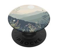 Boho Chic Floral Wreath Forest Moon Sun Mountain Cute Retro PopSockets Adhesive PopGrip