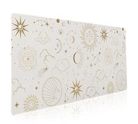 Boho Chic Sun Moon Large Mouse Pad XXL Magic Mystical Galaxy Stars Clouds Extended Large Desk Mat White Big Desk Pad 90X40 CM Non-Slip Rubber Base Stitched Edge Long Mousepad,35.4 x 15.7 Inch