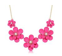 Boho Choker Necklace for Women Cute Flower Collar Necklace Statement Chunky Pearl Charm Summer Beach Chokers Necklaces Gifts for Women Girls hot pink