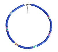 Boho Choker Necklace Polymer Clay Choker Beach Party Necklace for Women Jewelry (Sapphire Blue 6mm)